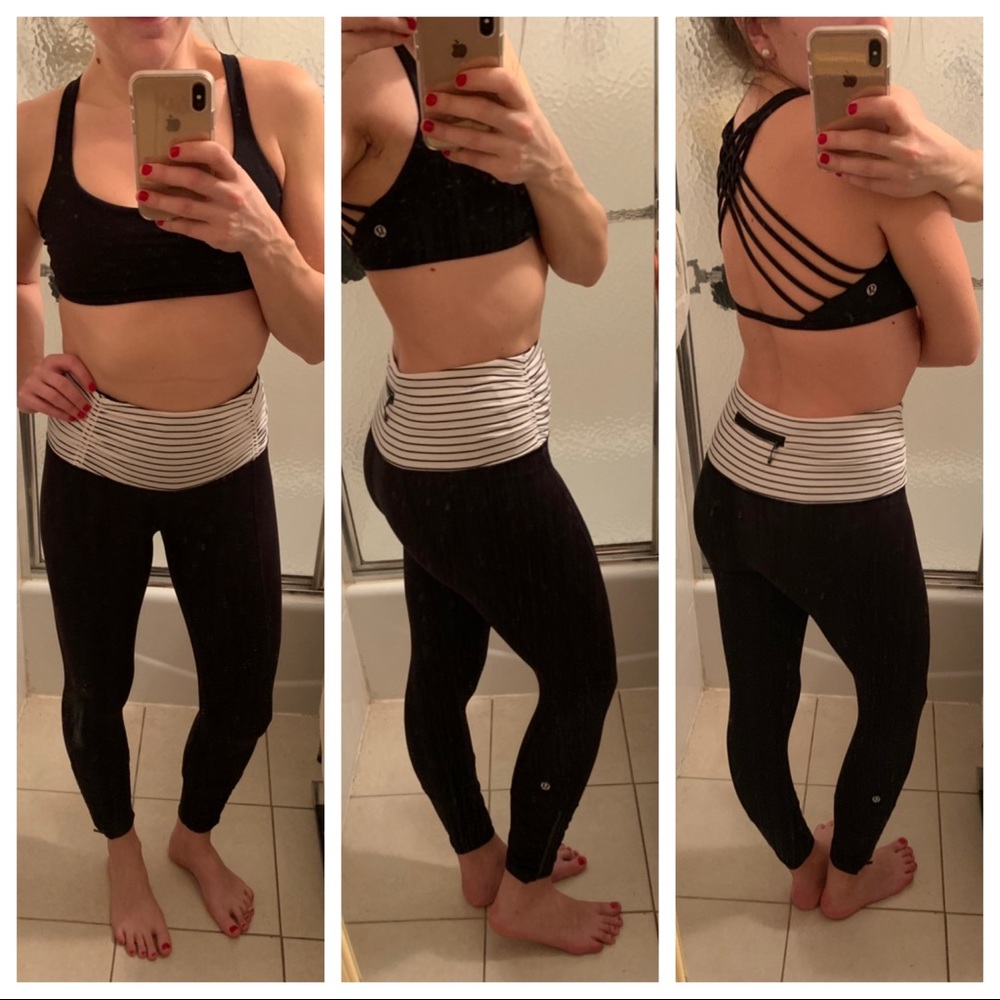 RARE Lululemon QUIET STRIPE Runday Crops! - Picture 5 of 10